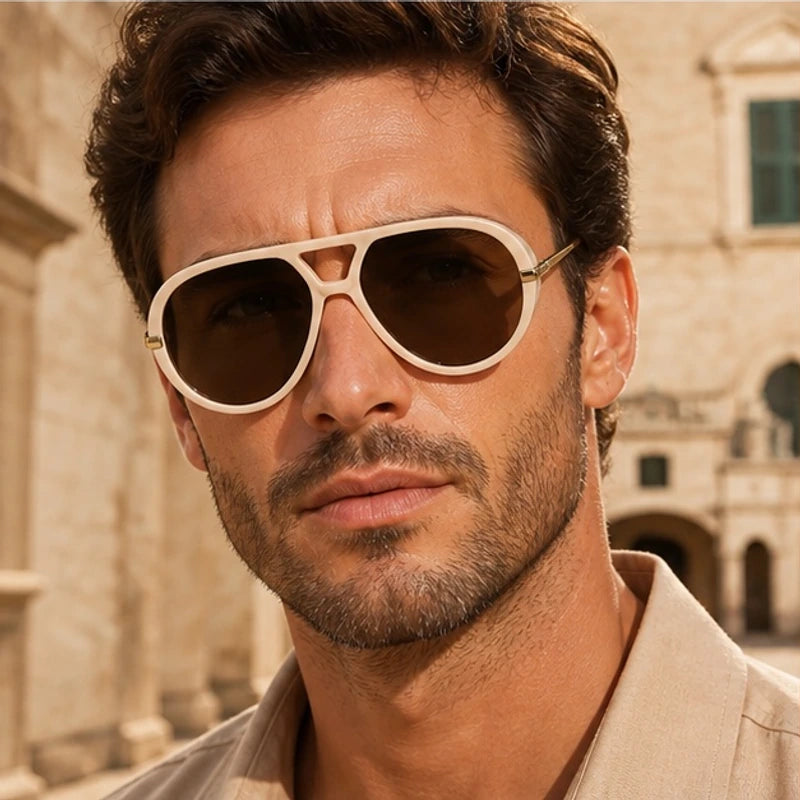 Monterey Retro Pilot Shades - Beige pink tea - retro sunglasses - Brondals - Image 3