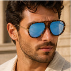 Monterey Retro Pilot Shades - Leopard blue - retro sunglasses - Brondals - Image 3