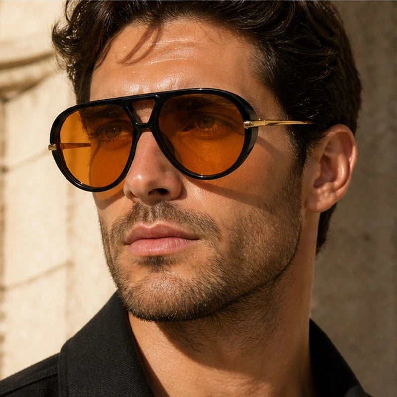 Monterey Retro Pilot Shades - Black orange - retro sunglasses - Brondals - Image 3