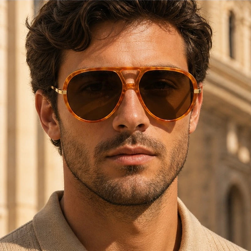 Monterey Retro Pilot Shades - Leopard tea gradient - retro sunglasses - Brondals - Image 3
