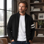 Montgomery Men's Striped Full-Zip Knit Sweater - Charcoal - Clothing > Sweaters & Cardigans > Full-Zip Sweaters - Brondals - Image 1