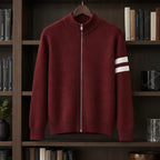 Montgomery Men's Striped Full-Zip Knit Sweater - Maroon - male - Brondals - Image 3