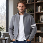 Montgomery Men's Striped Full-Zip Knit Sweater - Slate Gray - Clothing > Sweaters & Cardigans > Full-Zip Sweaters - Brondals - Image 1