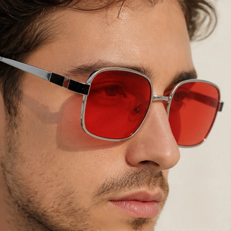 Mykonos Square Aviator Sunglasses - Red - square aviator - Brondals - Image 3