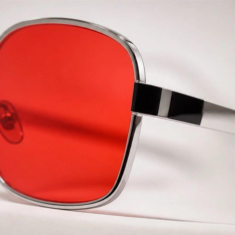 Mykonos Square Aviator Sunglasses - Red - Sunglasses - Brondals - Image 1