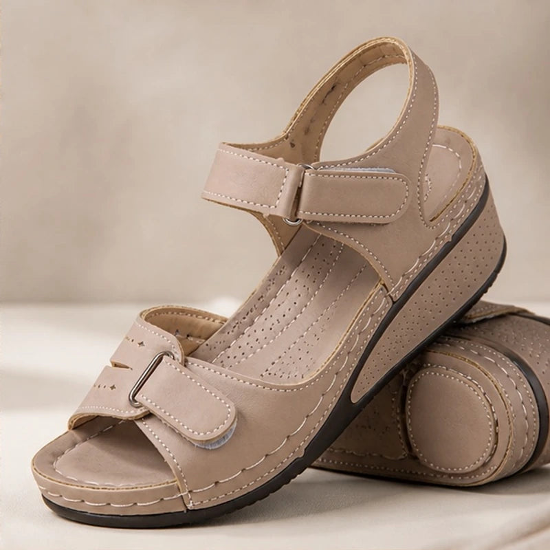 Nadia Orthopedic Sandals - Khaki - Women's Footwear > Adjustable Wedge Sandals - Brondals - Image 1