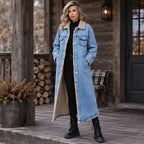 Nathalie Women's Fleece Lined Denim Coat - Blue - Women's Clothing > Outerwear > Denim Coats - Brondals - Image 1