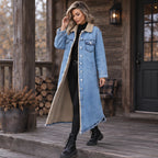 Nathalie Women's Fleece Lined Denim Coat - Blue - 23 sept - Brondals - Image 2