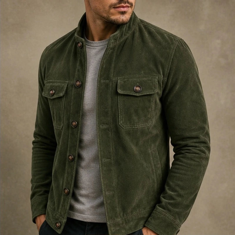 Nelson Structured Suede Jacket - Green - suede jacket - Brondals - Image 3