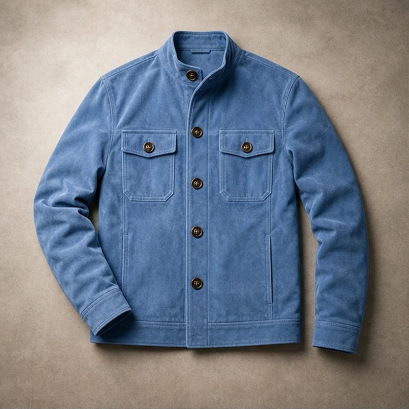 Nelson Structured Suede Jacket - Blue - Jacket - Brondals - Image 1