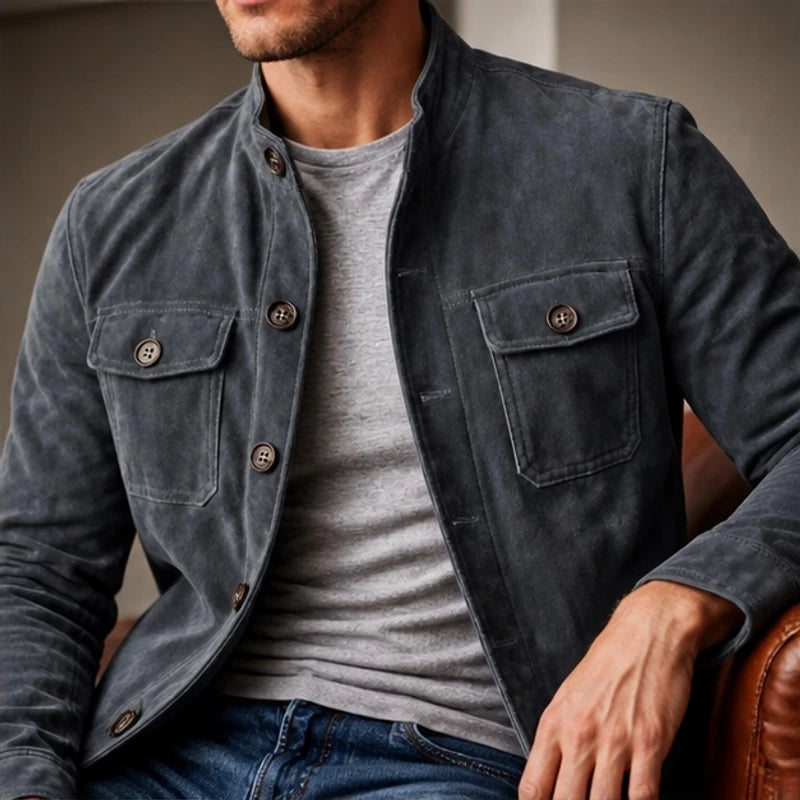 Nelson Structured Suede Jacket - Gray - suede jacket - Brondals - Image 3
