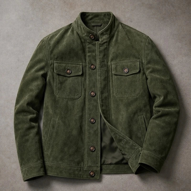 Nelson Structured Suede Jacket - Green - Jacket - Brondals - Image 1