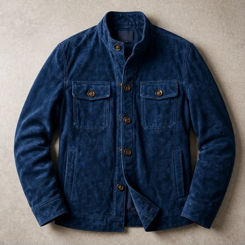Nelson Structured Suede Jacket - Navy - Jacket - Brondals - Image 1