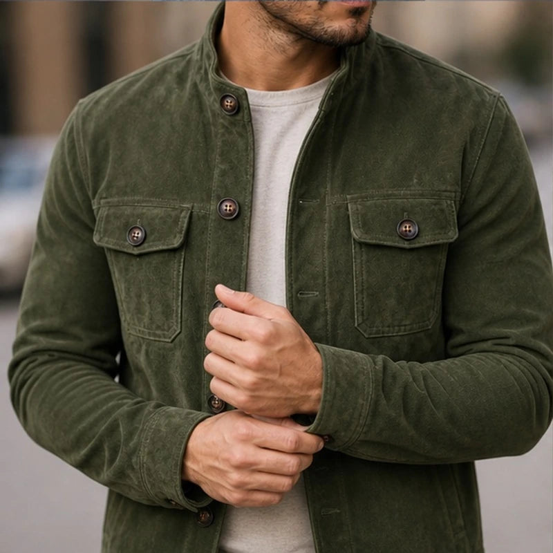 Nelson Structured Suede Jacket - Green - structured jacket - Brondals - Image 4