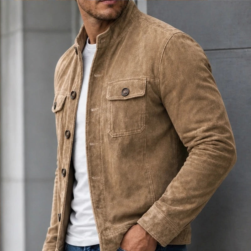Nelson Structured Suede Jacket - Brown - structured jacket - Brondals - Image 4