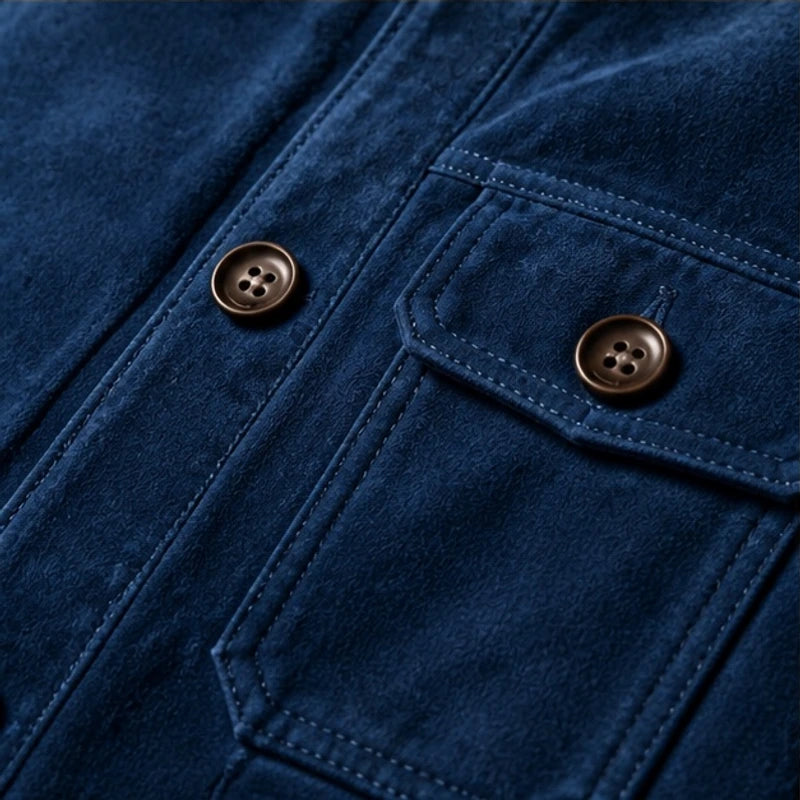 Nelson Structured Suede Jacket - Navy - men's jacket - Brondals - Image 2