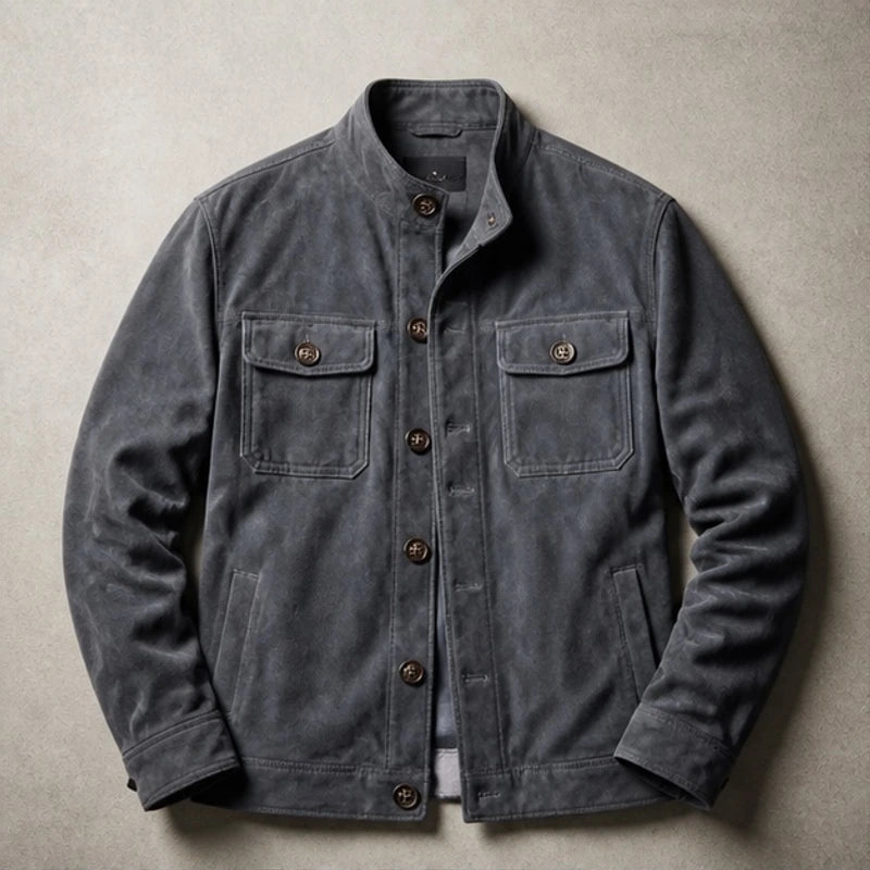 Nelson Structured Suede Jacket - Gray - Jacket - Brondals - Image 1