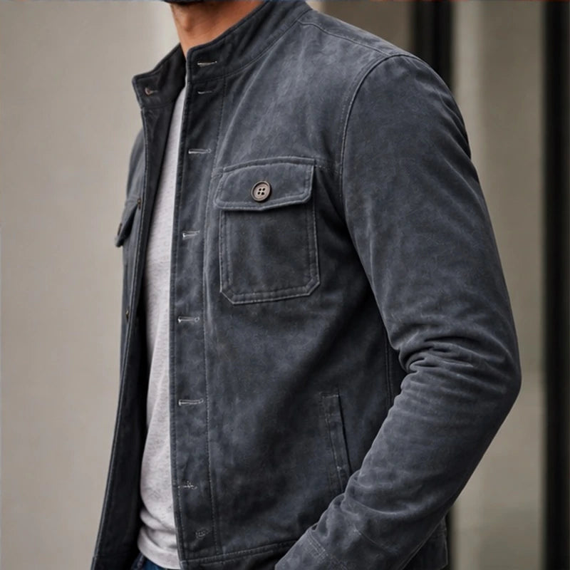 Nelson Structured Suede Jacket - Gray - structured jacket - Brondals - Image 4
