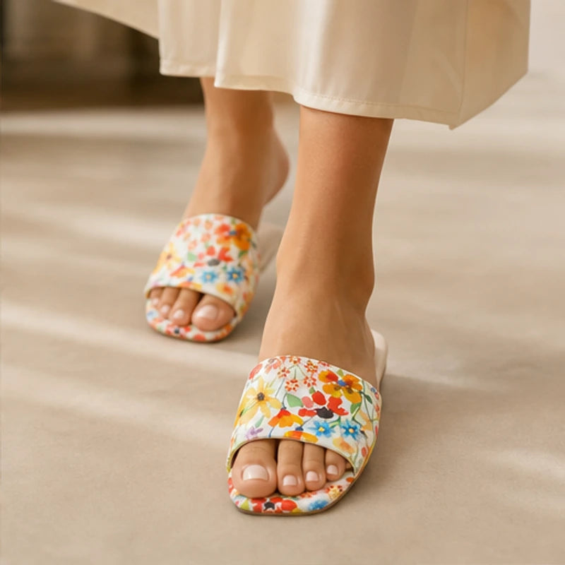 Nina Floral Flat Mule - Orange Blossom - floral mules - Brondals - Image 4