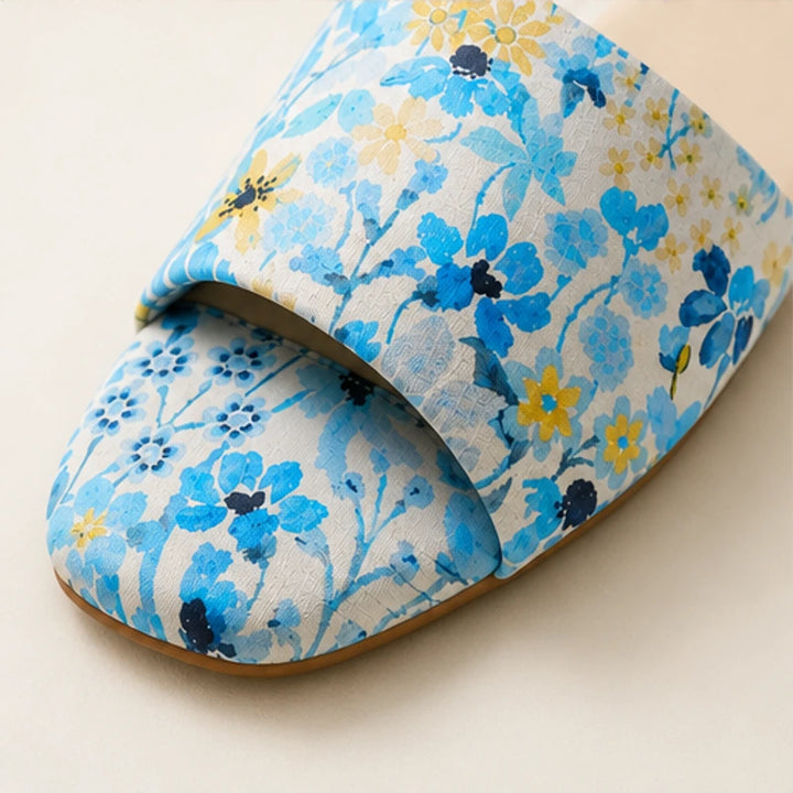 Nina Floral Flat Mule - Aqua Blue - floral mules - Brondals - Image 4