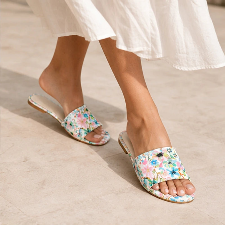 Nina Floral Flat Mule - Petal Pink - Mules - Brondals - Image 1