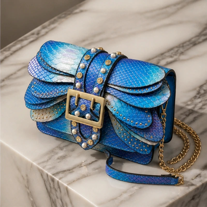 Aeshna Leather Crossbody Bag - Blue - crossbody bag - Brondals - Image 2