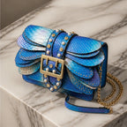 Aeshna Leather Crossbody Bag - Blue - crossbody bag - Brondals - Image 2