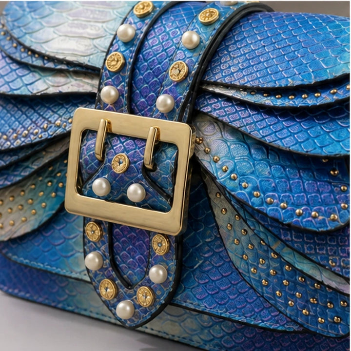 Aeshna Leather Crossbody Bag - Blue - vegan leather - Brondals - Image 3