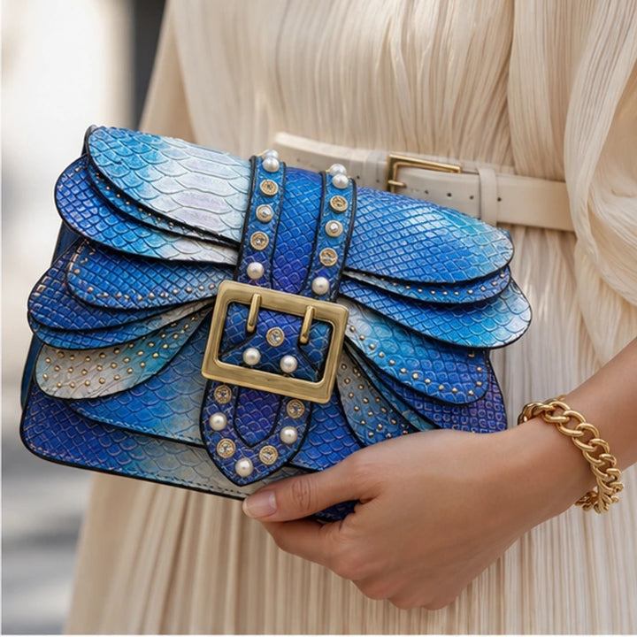 Aeshna Leather Crossbody Bag - Blue - handbag - Brondals - Image 6