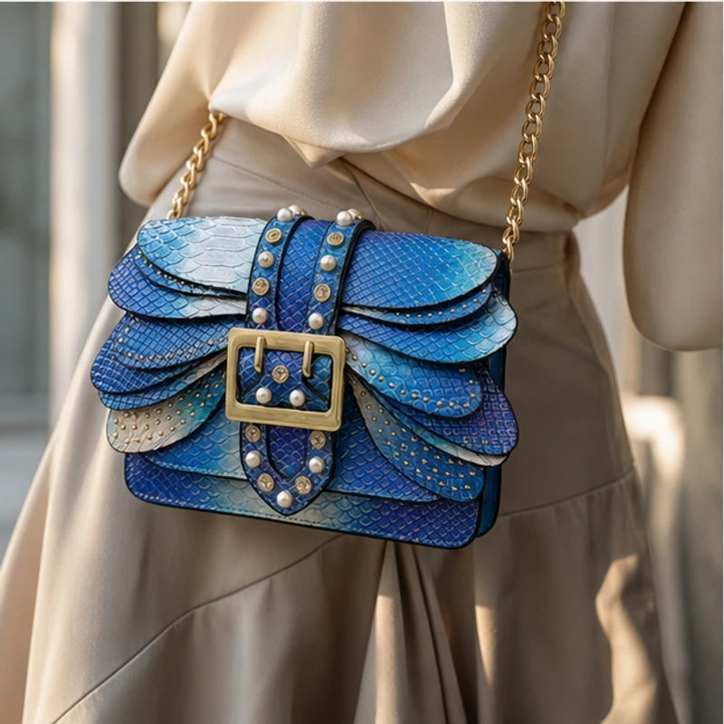 Aeshna Leather Crossbody Bag - Blue - women's bag - Brondals - Image 7