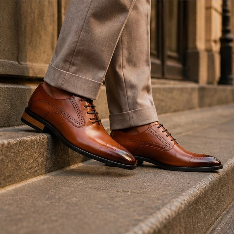 Norris Leather Brogue Dress Shoes - Brown - dress shoes - Brondals - Image 3