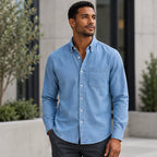 Northcote Men's Long Sleeve Cotton Chambray Shirt - Light Blue - Men's Clothing > Shirts > Chambray Shirts - Brondals - Image 1