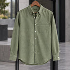 Northcote Men's Long Sleeve Cotton Chambray Shirt - Green - Catalog Group: Clothing - Brondals - Image 2