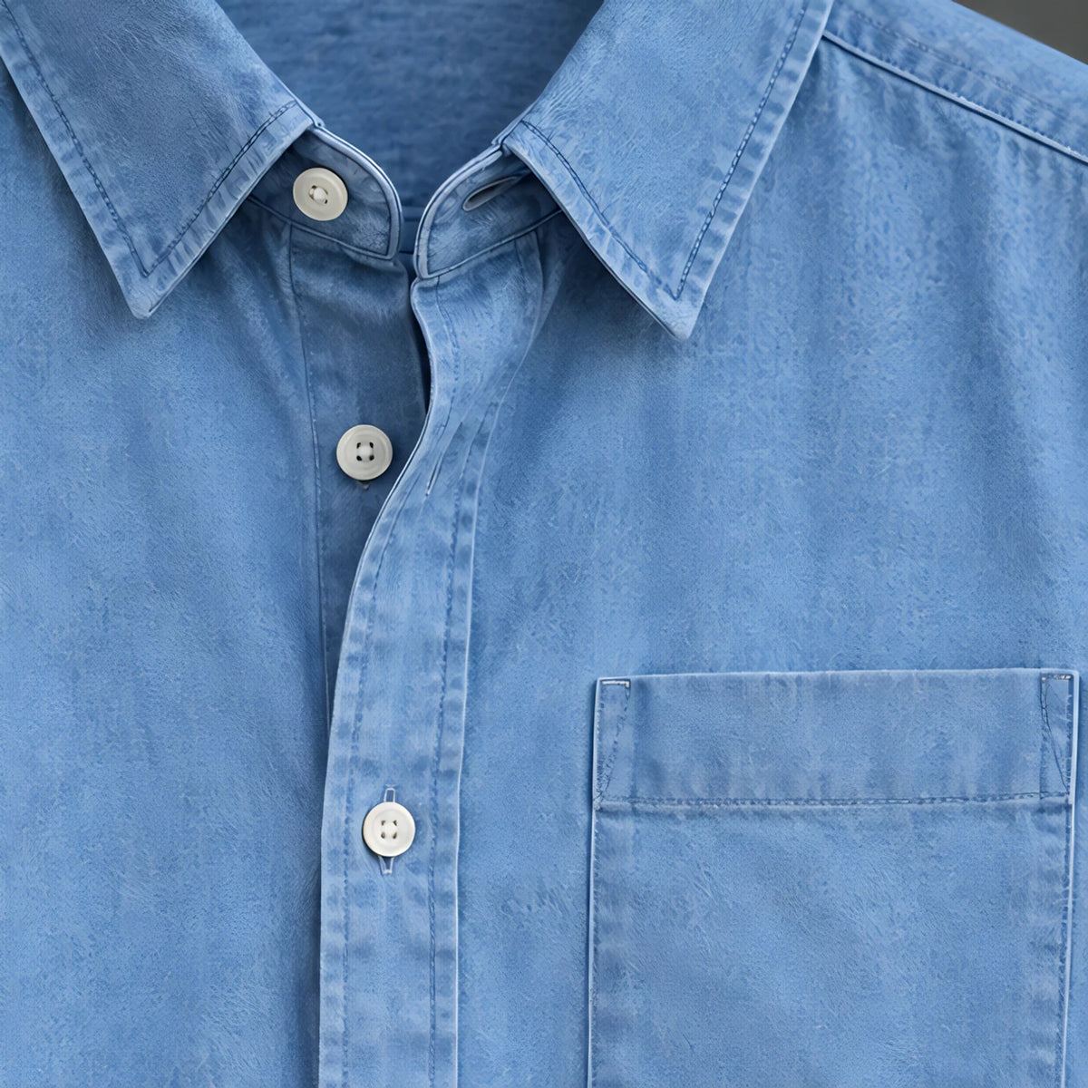 Northcote Men's Long Sleeve Cotton Chambray Shirt - Light Blue - Department: Men - Brondals - Image 3