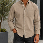 Northcote Men's Long Sleeve Cotton Chambray Shirt - Brown - Men's Clothing > Shirts > Chambray Shirts - Brondals - Image 1