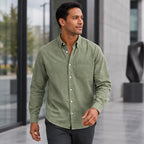 Northcote Men's Long Sleeve Cotton Chambray Shirt - Green - Men's Clothing > Shirts > Chambray Shirts - Brondals - Image 1