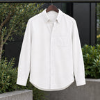 Northcote Men's Long Sleeve Cotton Chambray Shirt - White - Catalog Group: Clothing - Brondals - Image 2