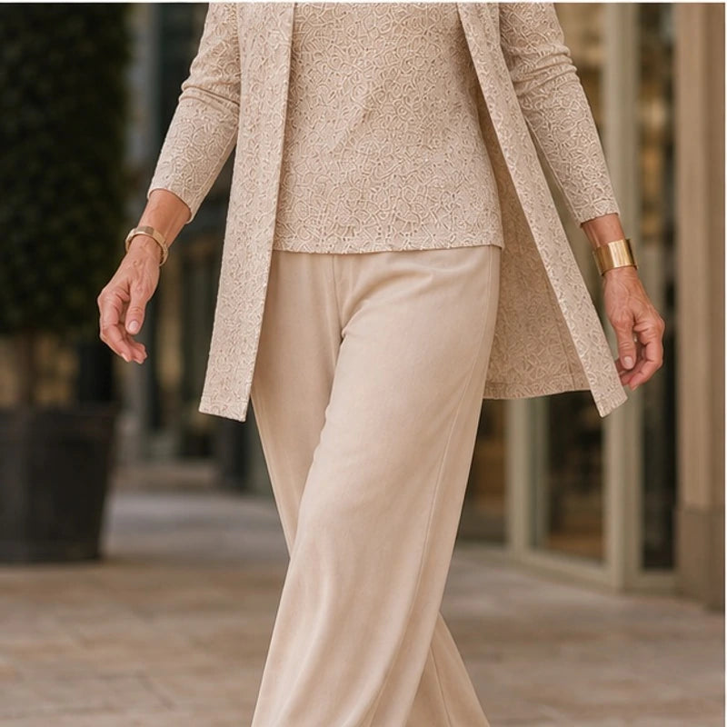Octavia Sequined Wide-Leg Pant Set - Beige - Catalog Group: Clothing - Brondals - Image 2