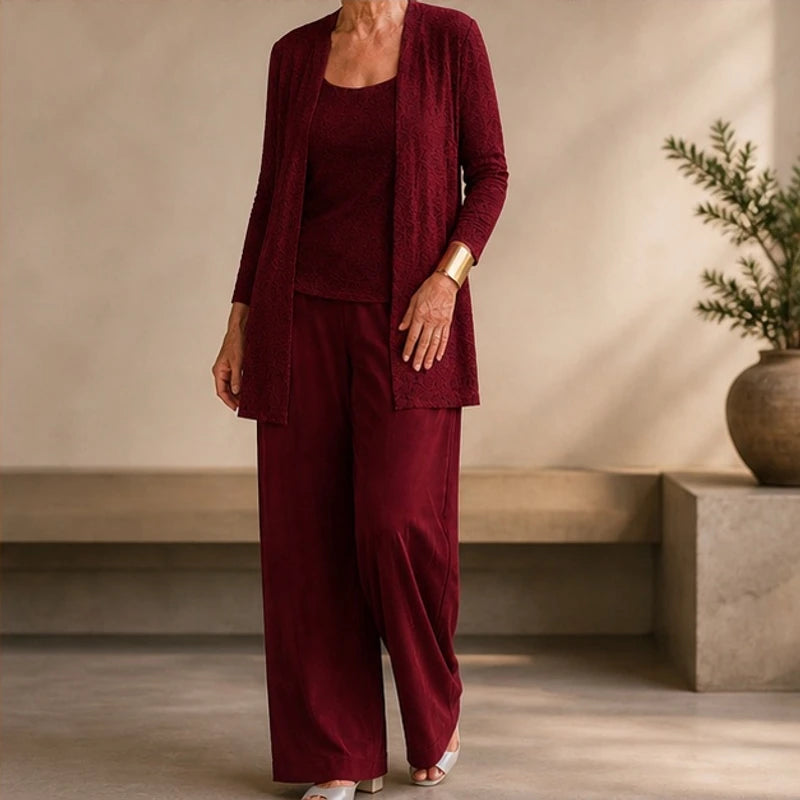 Octavia Sequined Wide-Leg Pant Set - Burgundy - Department: Women - Brondals - Image 3