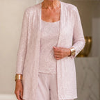 Octavia Sequined Wide-Leg Pant Set - Light Pink - Catalog Group: Clothing - Brondals - Image 2