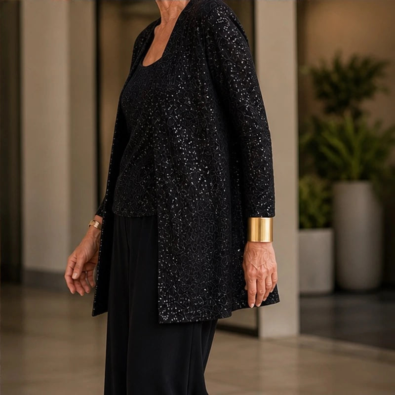 Octavia Sequined Wide-Leg Pant Set - Black - Department: Women - Brondals - Image 3