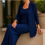Octavia Sequined Wide-Leg Pant Set - Navy Blue - Catalog Group: Clothing - Brondals - Image 2
