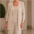 Octavia Sequined Wide-Leg Pant Set - Beige - Department: Women - Brondals - Image 3