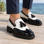Ogden Men's Croc-Embossed Tassel Loafers - Ivory Jet - Men's Footwear > Loafers > Tassel Loafers - Brondals - Image 1