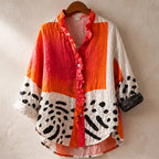 Oriana Oversized Shirt - Orange Pink Multi - Women's Clothing > Shirts > Oversized Shirts - Brondals - Image 1