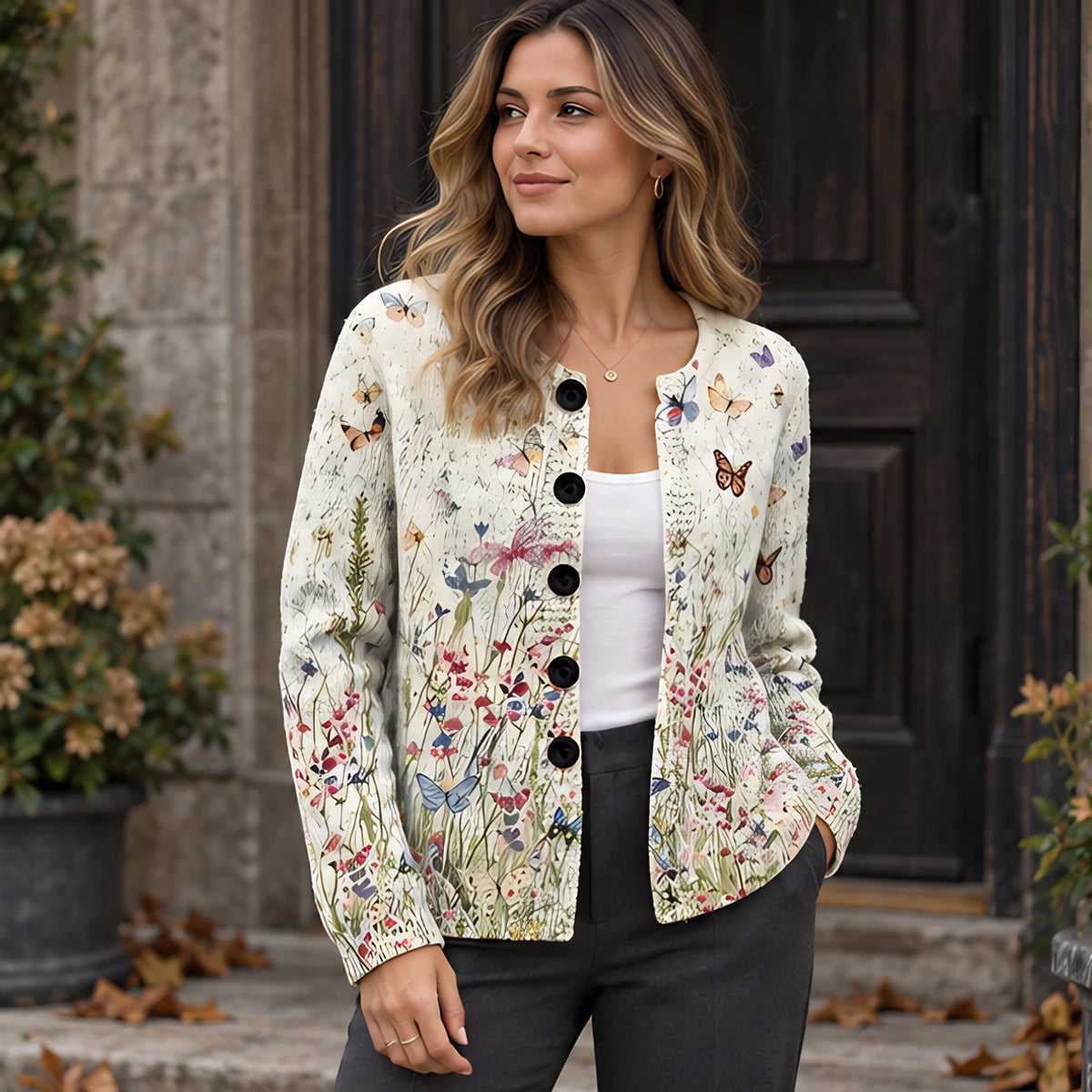 Ornella Women's Button Down Cardigan - F - Women's Clothing > Knitwear > Printed Cardigans - Brondals - Image 1