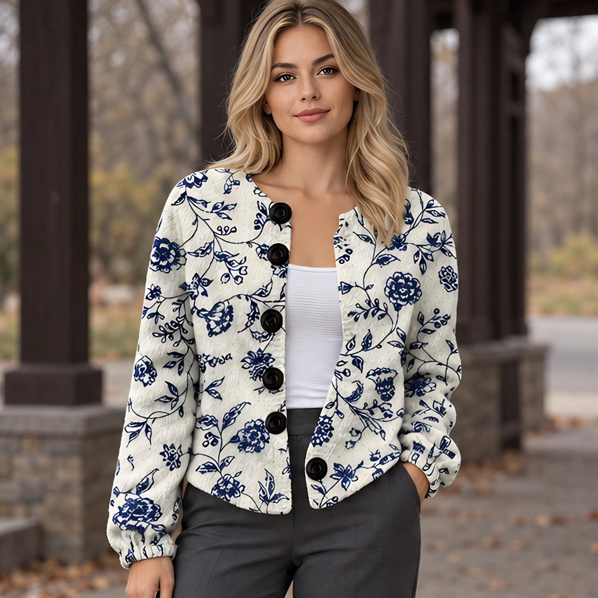 Ornella Women's Button Down Cardigan - E - Women's Clothing > Knitwear > Printed Cardigans - Brondals - Image 1