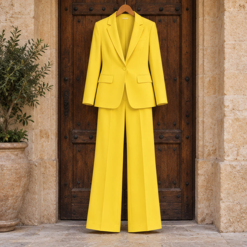 Orsola Women's Tailored Blazer & Wide-Leg Trousers Set - Yellow - colour:black - Brondals - Image 3