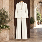 Orsola Women's Tailored Blazer & Wide-Leg Trousers Set - White - colour:black - Brondals - Image 3
