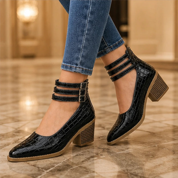 Orthinia Croc Heels - Deep Black - Heels - Brondals - Image 1